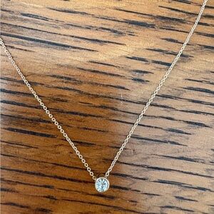 Dainty Gold Necklace with CZ Diamond Pendant